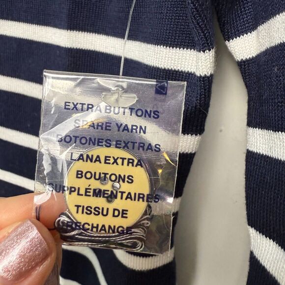 Jones New York Cardigan Womens Small Navy Blue Striped Nautical Beach NWT - Picture 3 of 6